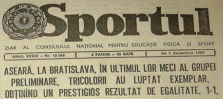30 noiembrie 1983, Cehoslovacia - România 1-1